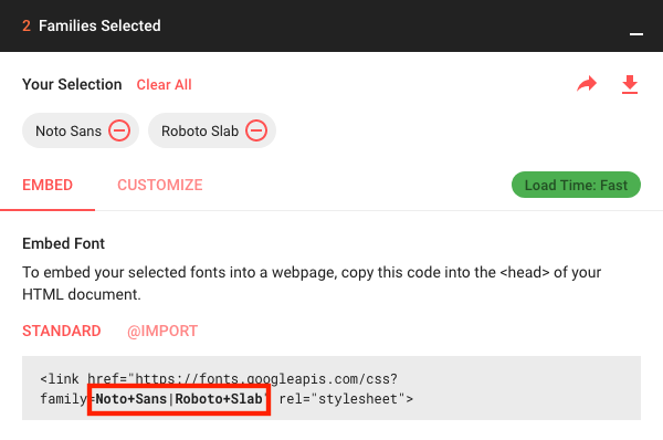 Where to find the Google Fonts string